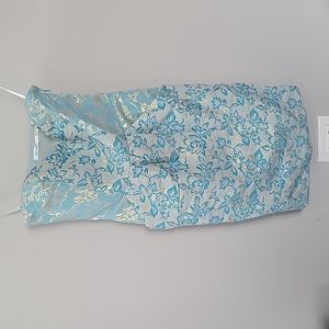 Kimchi Blue Cyan Gold Strapless Dress size small